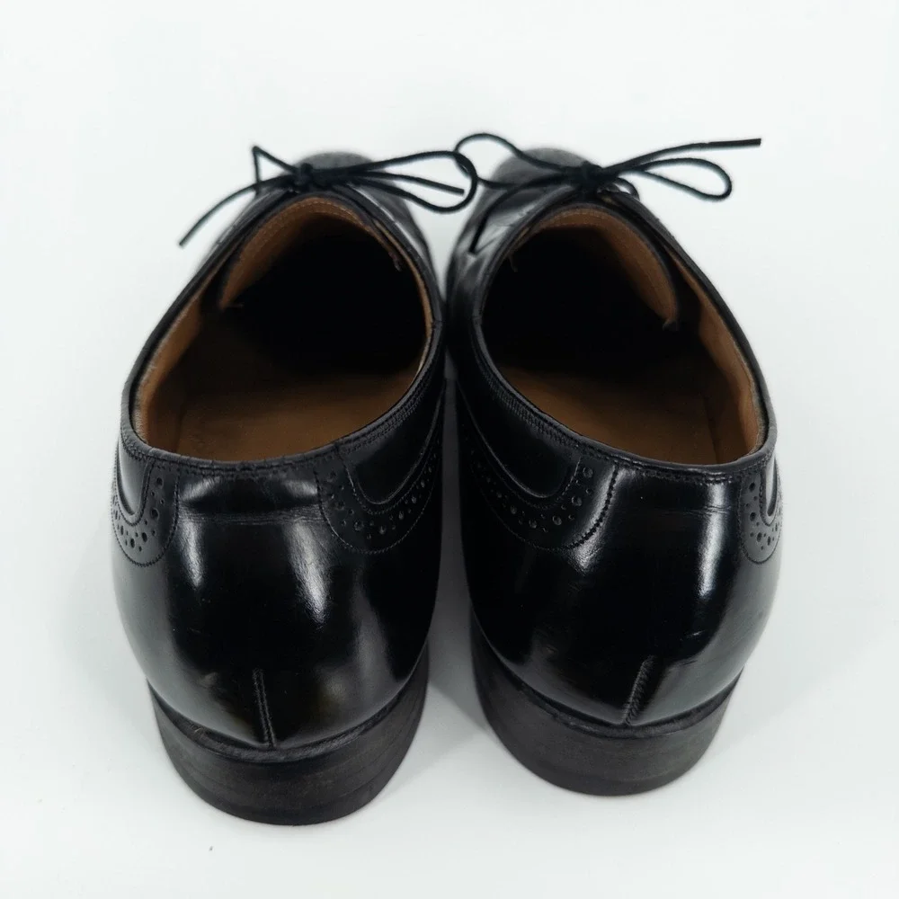 Johnston & Murphy Black Leather‎ Wingtip Oxford Dress Shoes Mens 9.5 USA Made